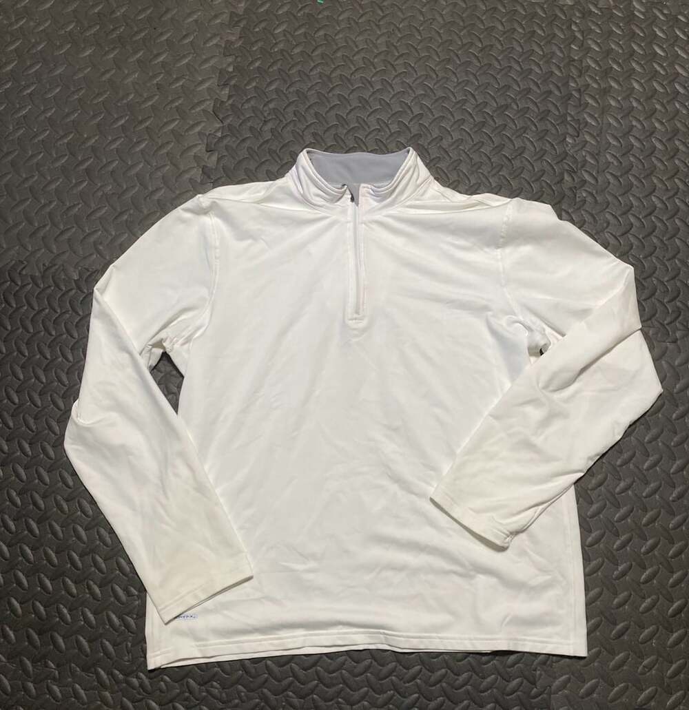 Prospirit Men's White Quarter-Zip Long Sleeve Athletic Shirt, Size XL